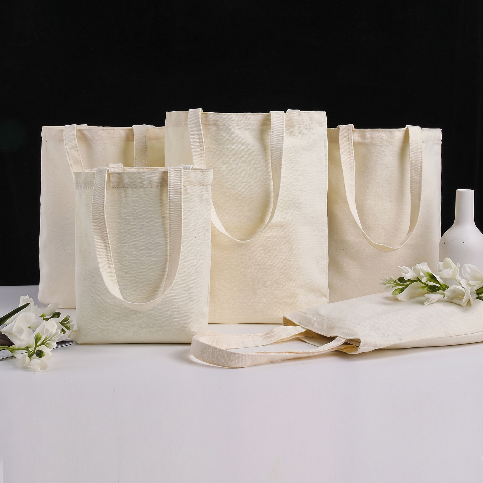 Reusable Cotton Tote Bag with Snap Button
