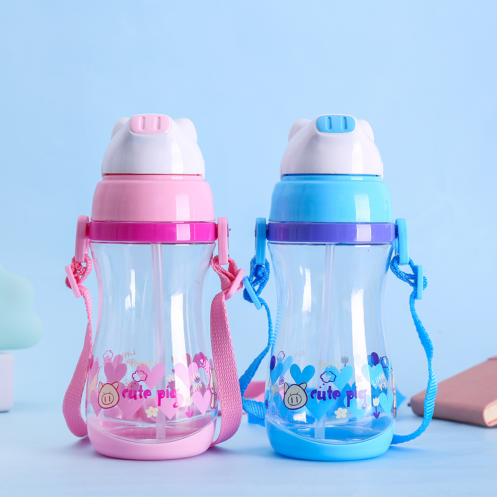 Cartoon Plastic Kids Bottle with Straw 2