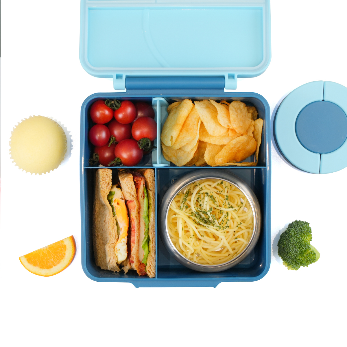 Three Compartment Bento Lunch Box with Cutlery 4