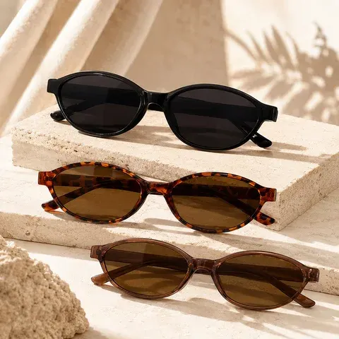 Vistalumo Retro Small Oval Sunglasses for Women Narrow