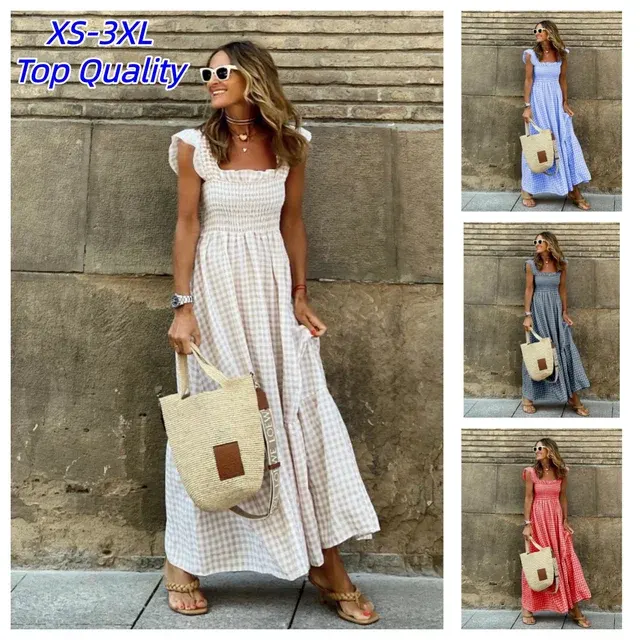 karriertes Slip-Maxikleid 1