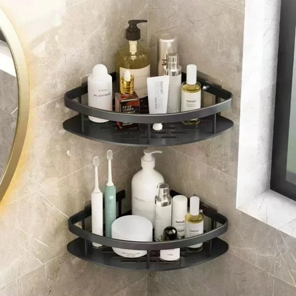 Wandmontierte Duschablage Ohne Bohren Multifunktionales Badezimmer-Aufbewahrungsregal Shampoo-Organizer für 2