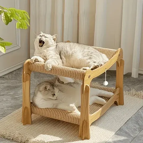 Stapelbares Zweilagiges Katzen-Kratzbett mit Natürlicher Sisal-Oberfläche und Abnehmbarem