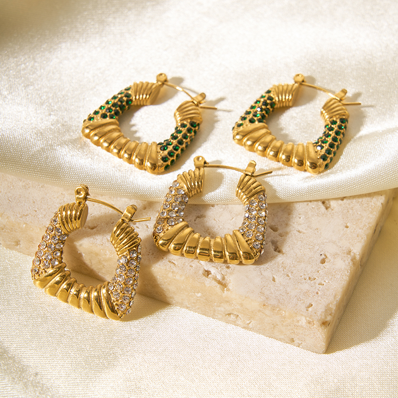 Waterproof Colorful Zirconia Hoop Earrings 3