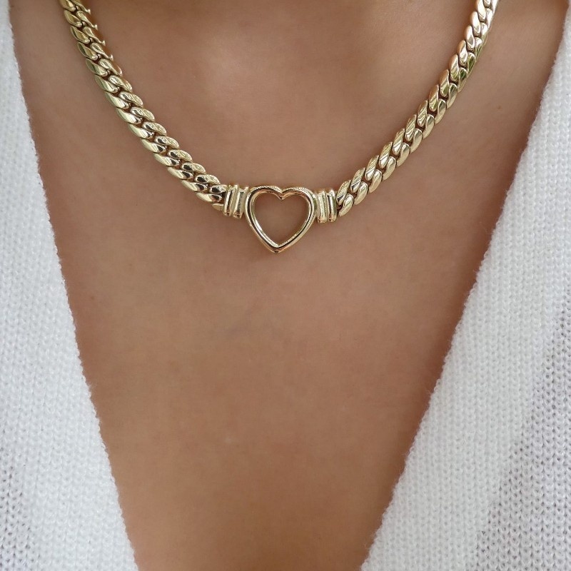 Women's Gold Cuban Link Choker Necklace 3