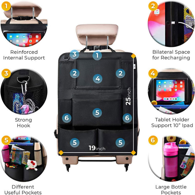 Oxford Cloth Black Car Organizer Document Bag for 2