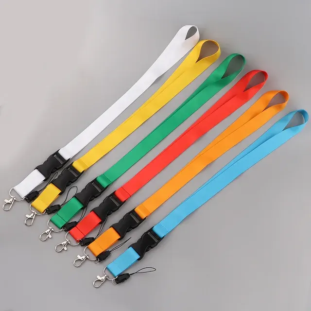 Solid Color Phone Neck Lanyard with Keyring 2