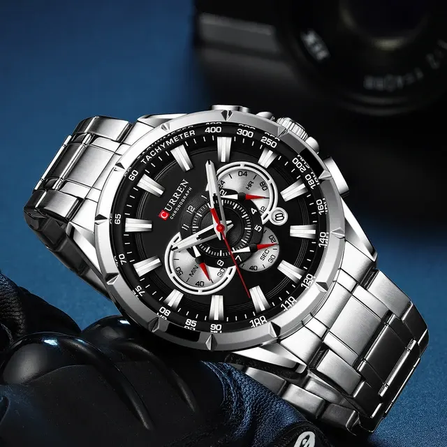 Large Dial Men's Chronograph Watch Steel Band 3