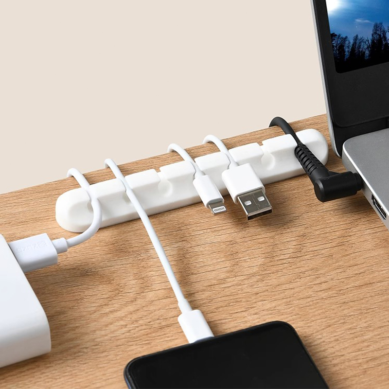 Multifunctional Cable Management Holder: Silicone Desktop Clip Set 4