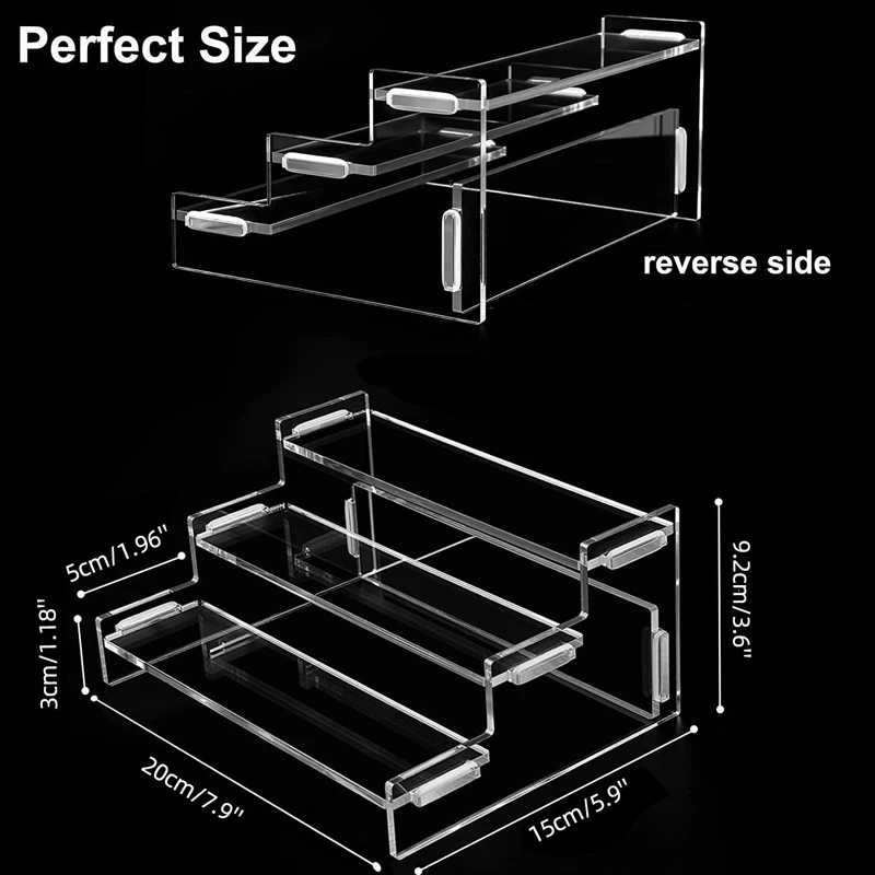 3-stufiger Acryl-Displayständer Langlebiges Display-Rack für Cupcake-Parfüm-Puppe Transparentes Trapezförmiges 2