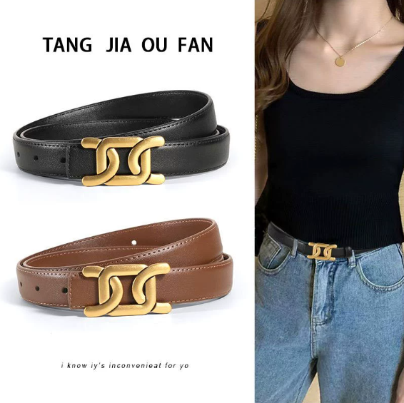 Women's Slim Leather Belt Alloy Buckle 3