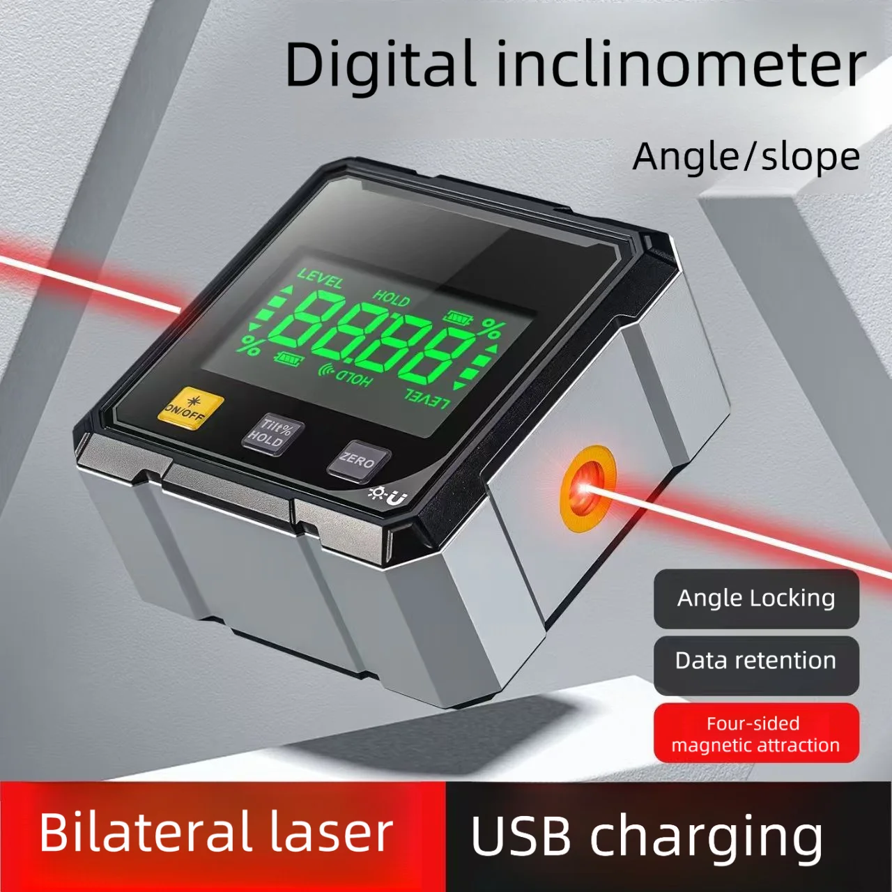 Magnetischer Laser-Neigungsmesser Digitales Winkelmessgerät Elektronische Wasserwaage Speziell für 4