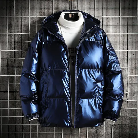 Thickened Shiny Hooded Cotton Jacket