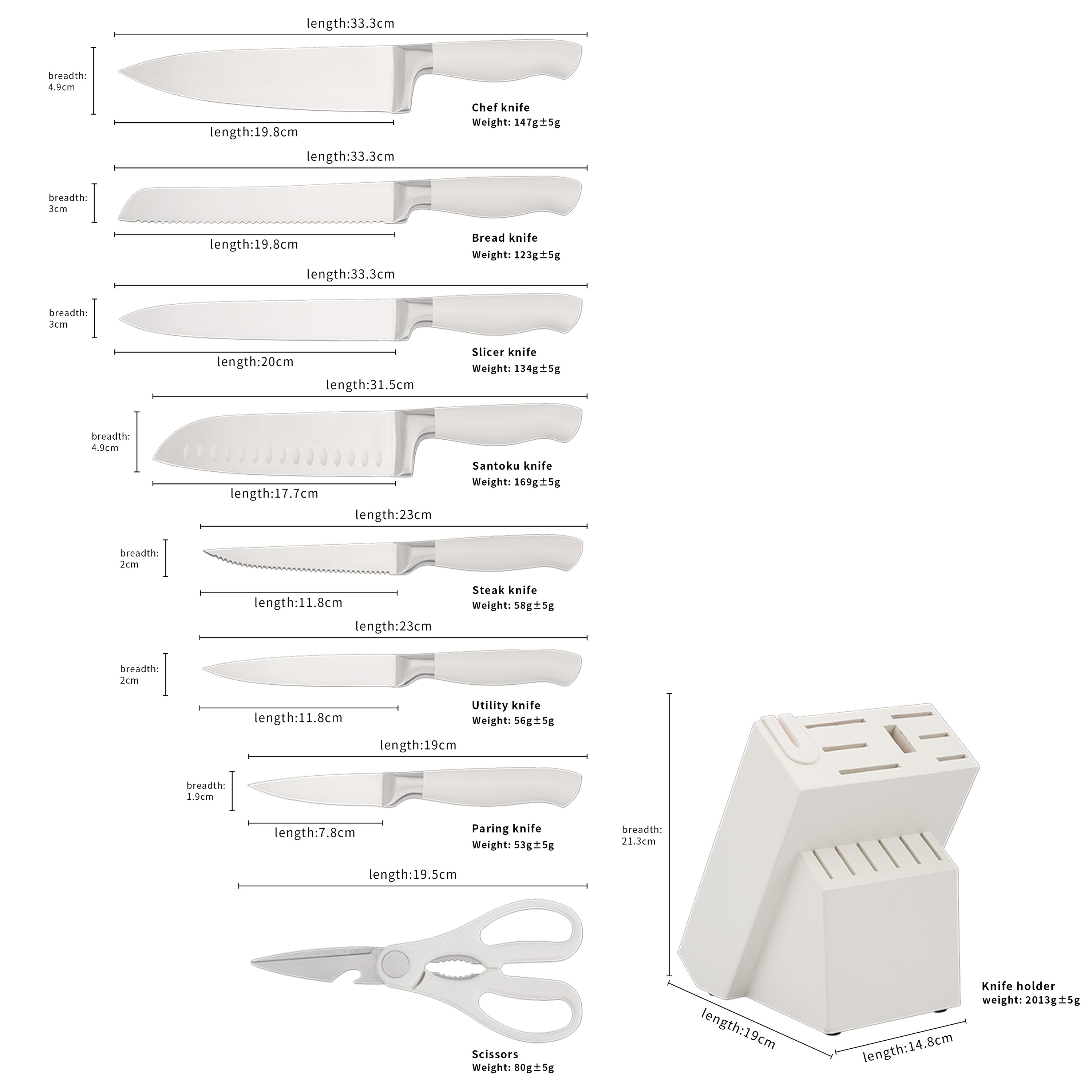14-Piece Kitchen Knife Set with Wooden Block 3