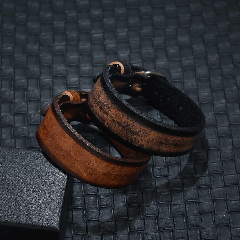 Punk Style Retro Vintage Wrap Buckle Genuine Leather