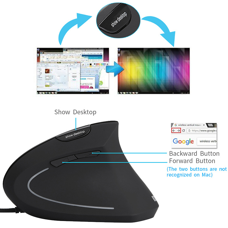 Wired Vertical Mouse for Wrist Comfort 3