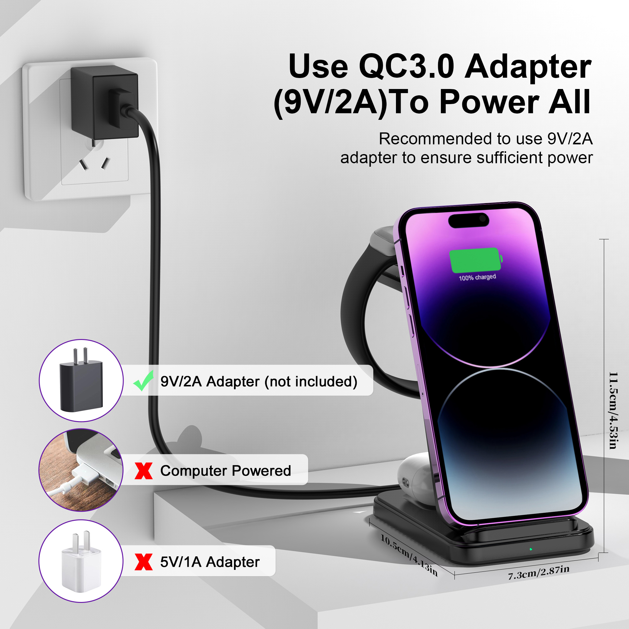 Portable Magnetic Foldable 3 in 1 Wireless Charger 3