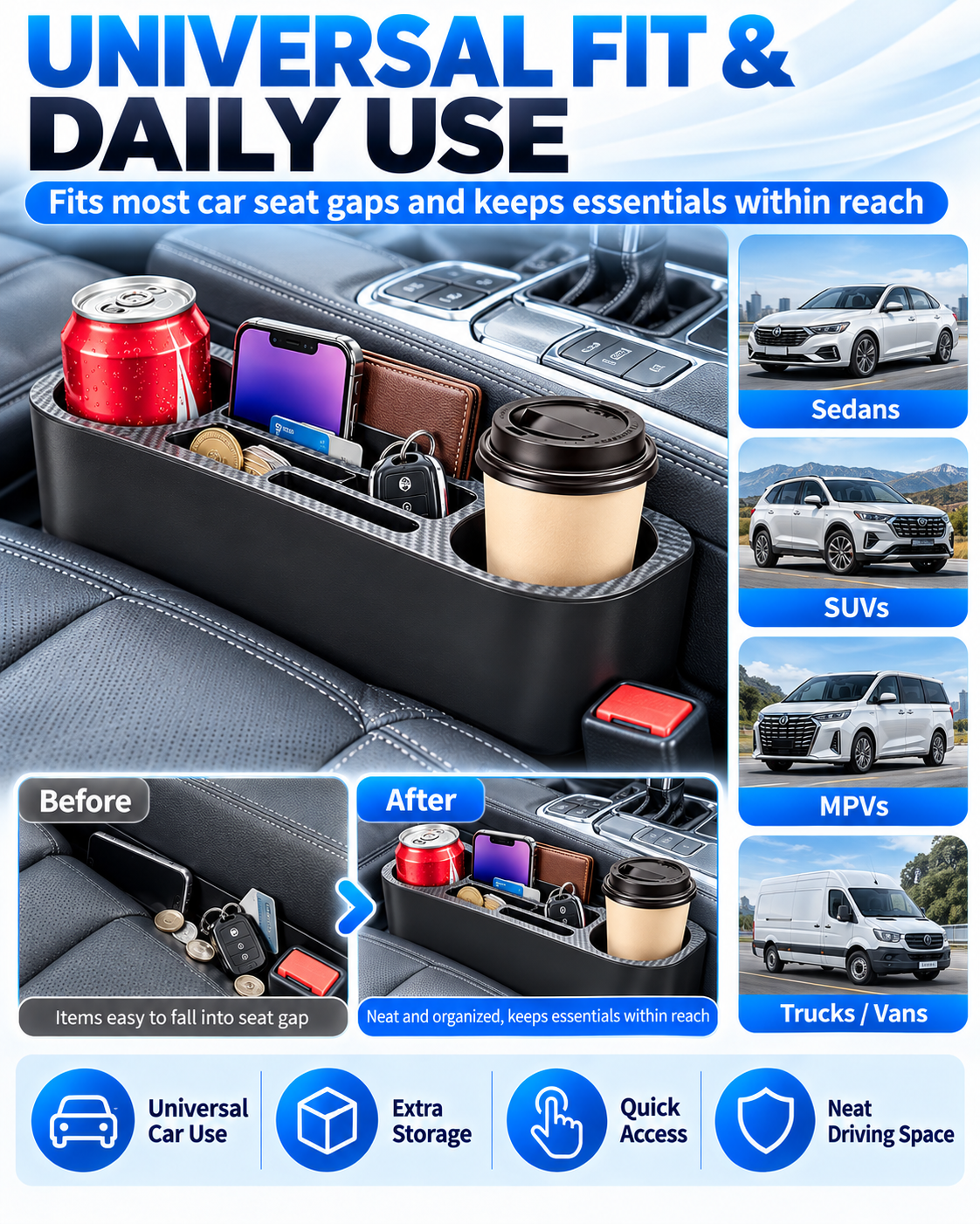 Car Seat Gap Organizer with Cup Holder 3