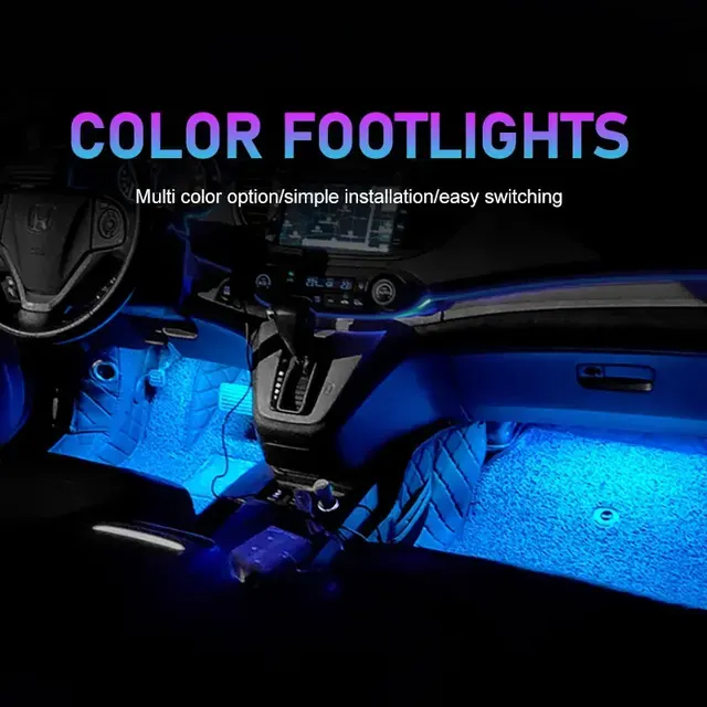 USB LED Car Interior Ambient Foot Light 4