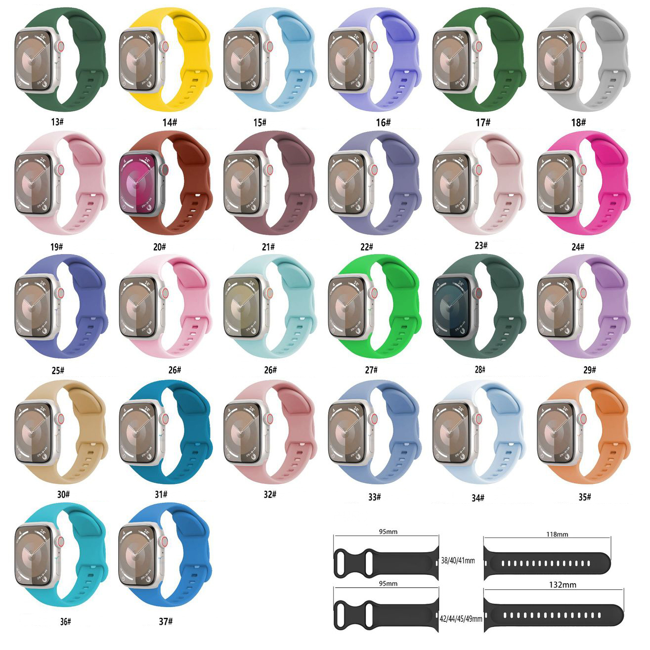 Colors Slim Silicone Strap Bands for Apple Watch 4