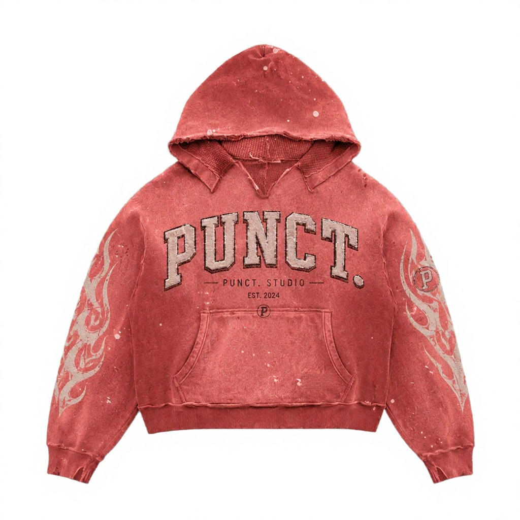 Men's Acid Wash Hoodie Vintage Oversized Boxy Pullover