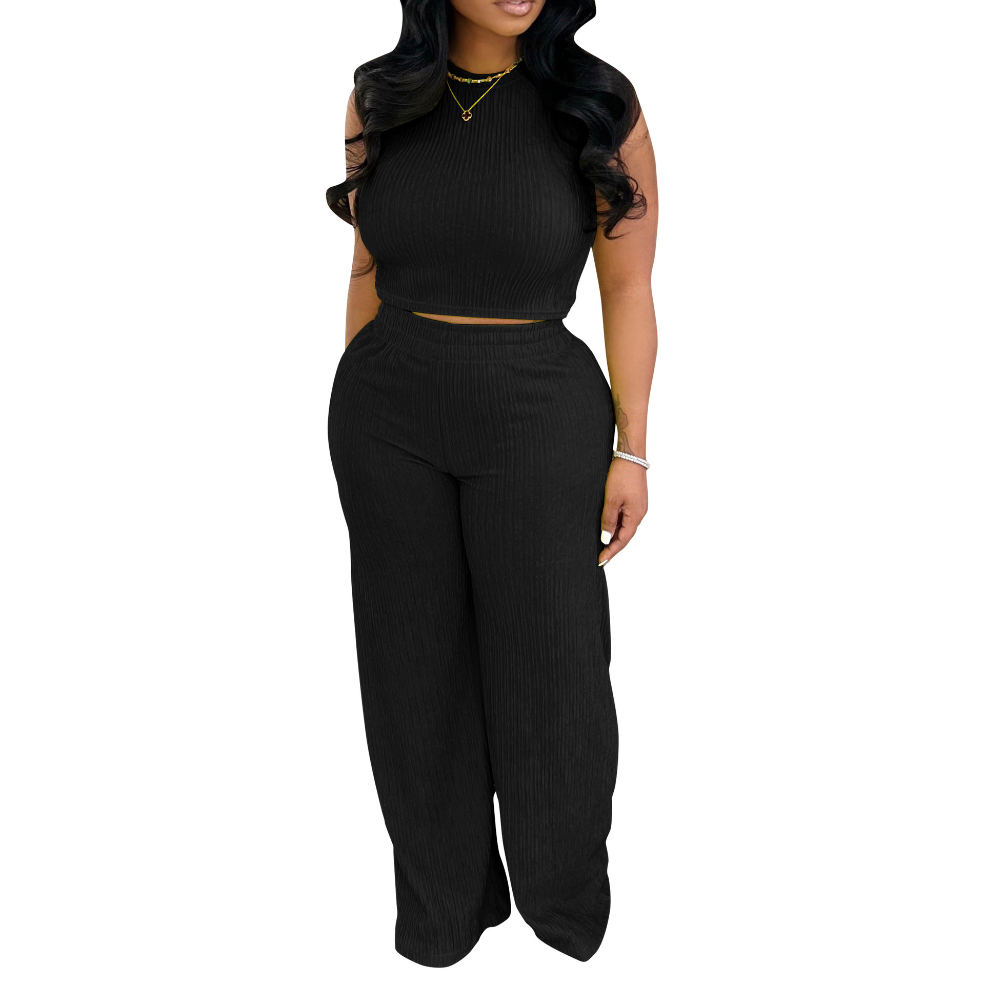 Women's Halter Top and Wide-Leg Pants 2