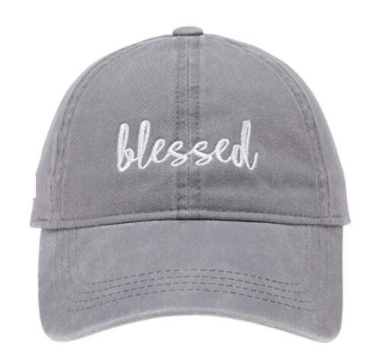 Washed BLESSED Embroidery Cap Mom Dad Hats