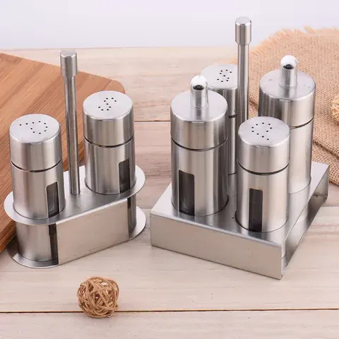 Edelstahl Spice Rack Menage Würze Gewürz Gläser Set