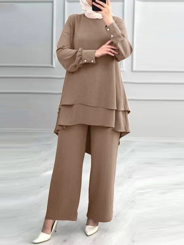 Wide Leg Pants with Double Layer Top 2