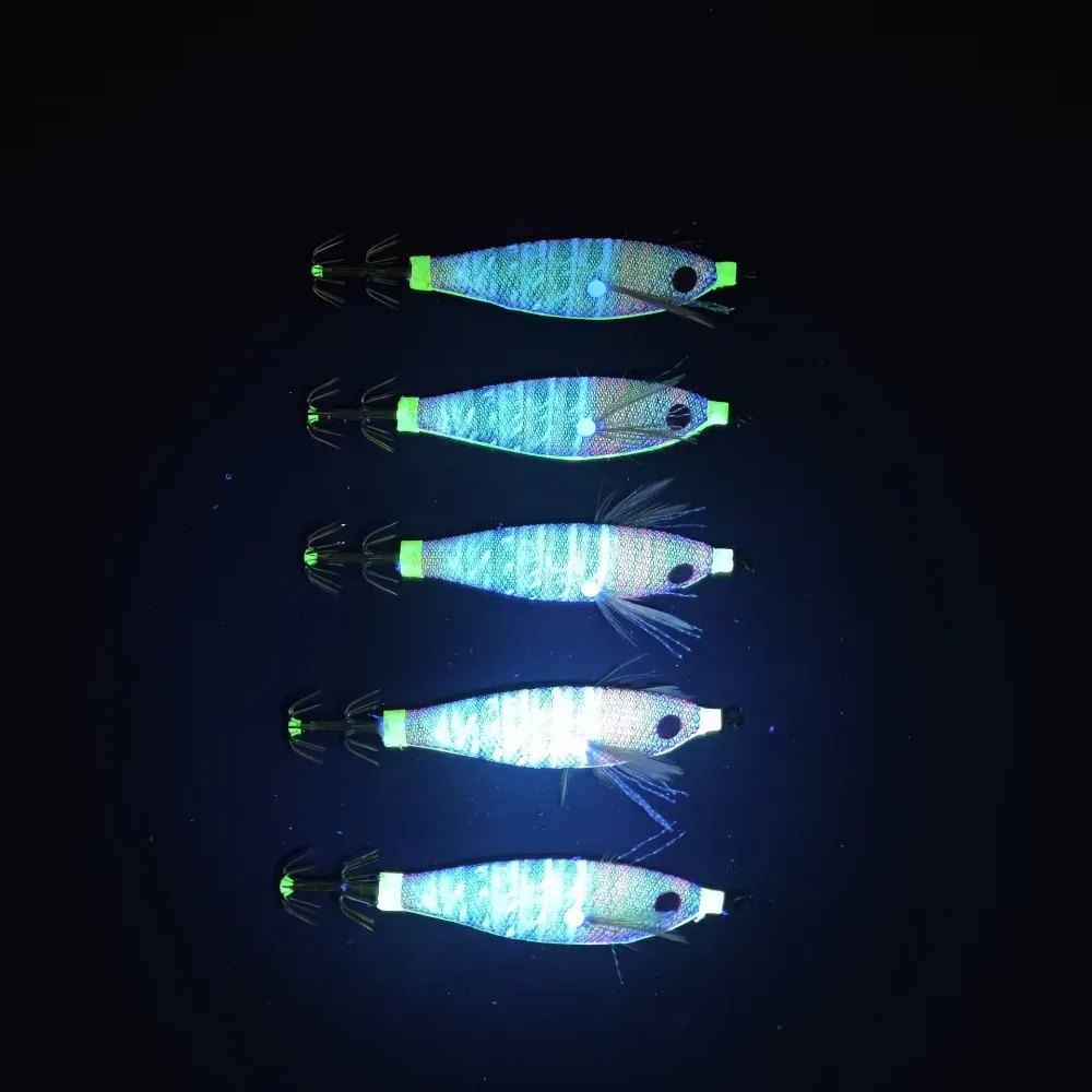 5-Piece UV Squid Jig Lures 8cm 3