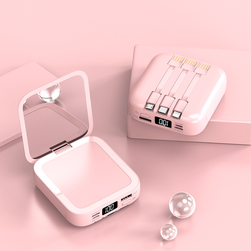 Beauty Mirror Power Bank Comes With Cable Portable
