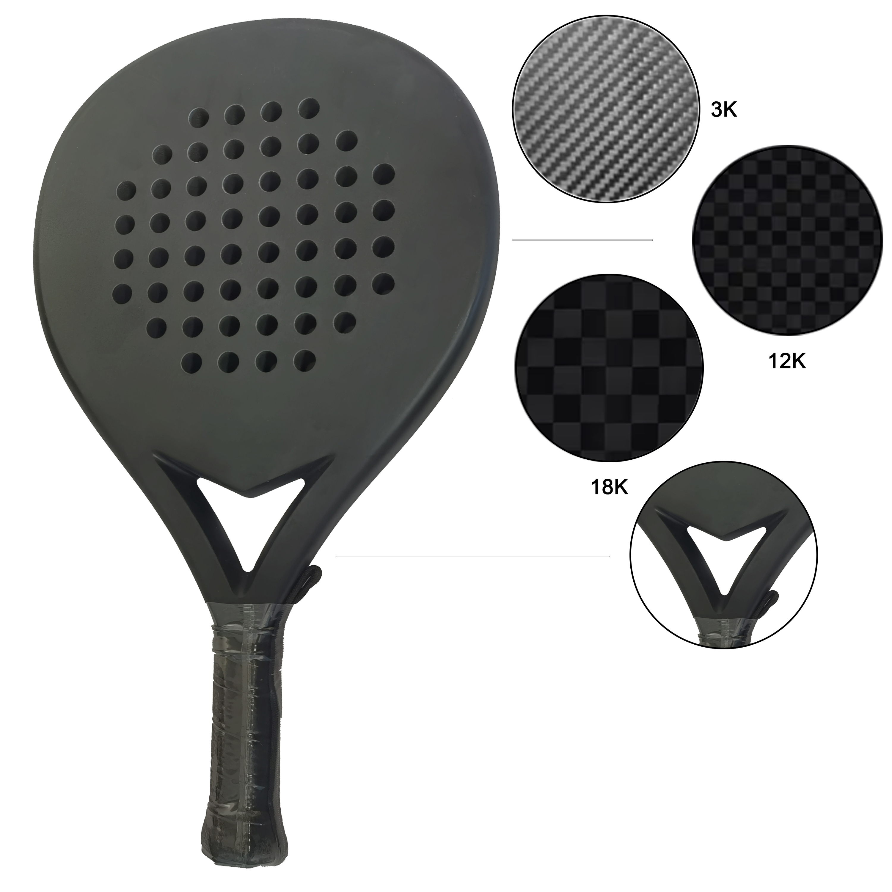 Hybrid Carbon Fiberglass Padel Racket 3
