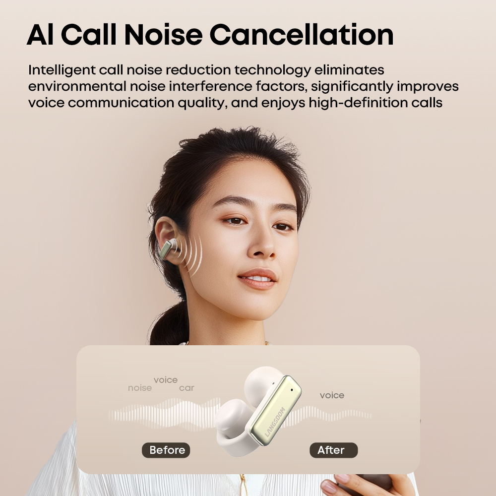 Ear Clip Earphone Bluetooth 6.0 Noise Cancelling Tws 3