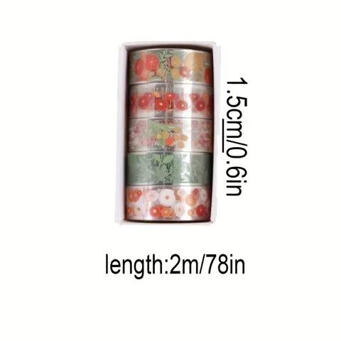 Vintage Floral Washi Tape, 5-Roll Set