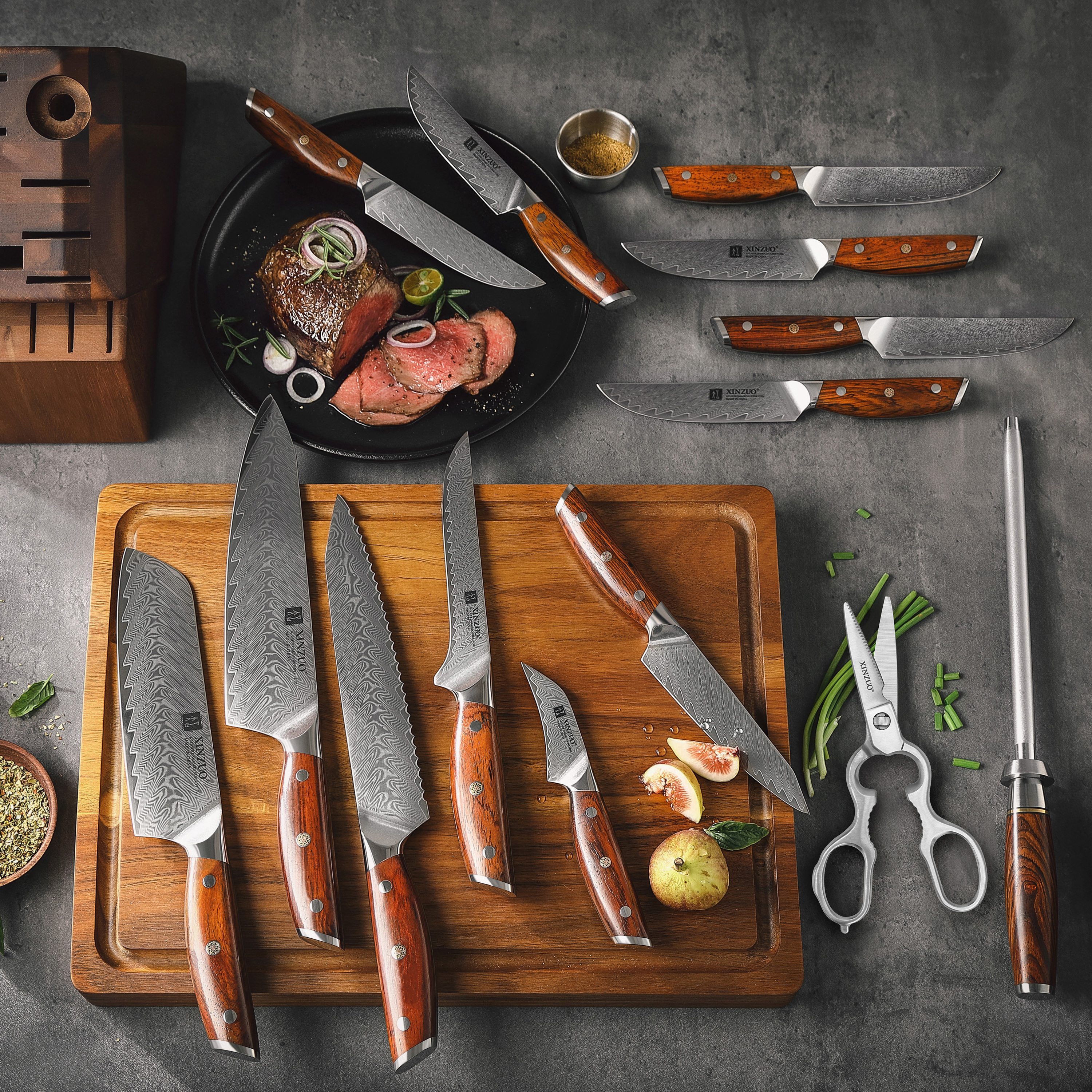 XINZUO Knives 10Cr Damascus Steel Sharp Kitchen Chef 2