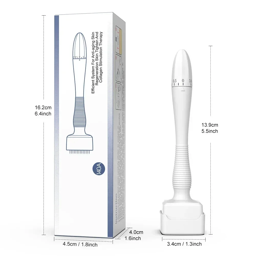 140A Derma Stamp Microneedling 140Pins Gesichtsroller-Massagegerät Verstellbare Nadeln 3