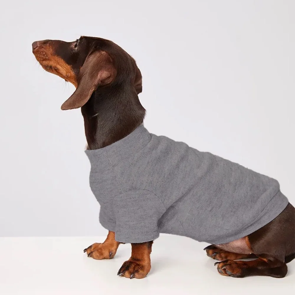 Stilvoller Wärmender Winter-Hundepullover für Dackel Einfarbige Welpenkleidung mit