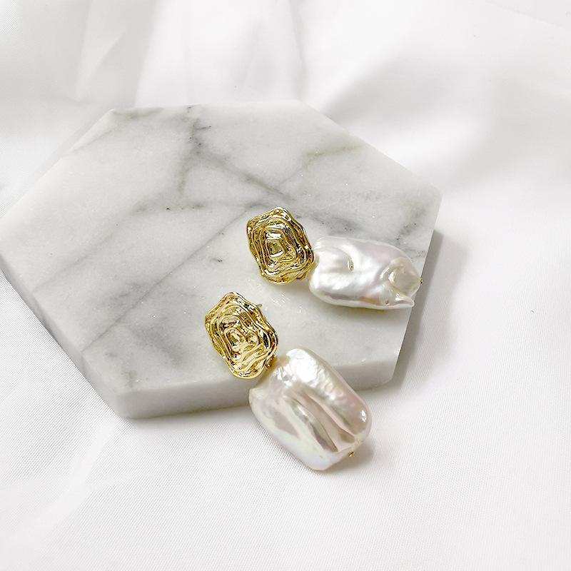 Vintage Baroque Freshwater Pearl Earrings Unique Fresh Water