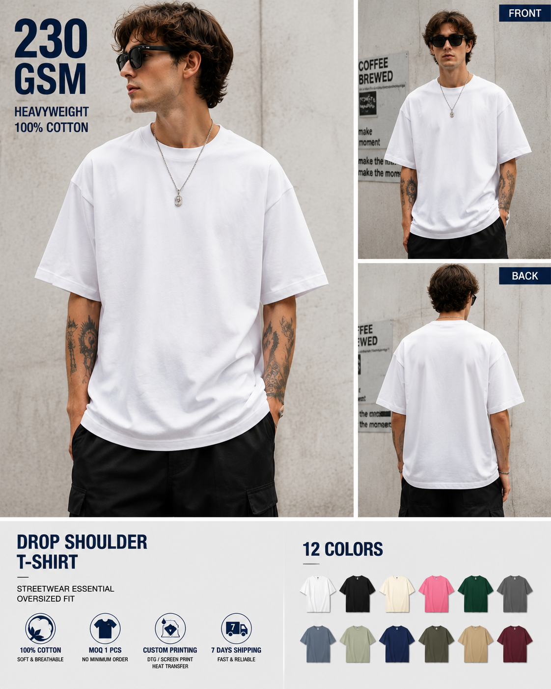 Heavyweight Oversized Drop Shoulder Cotton Tee 2
