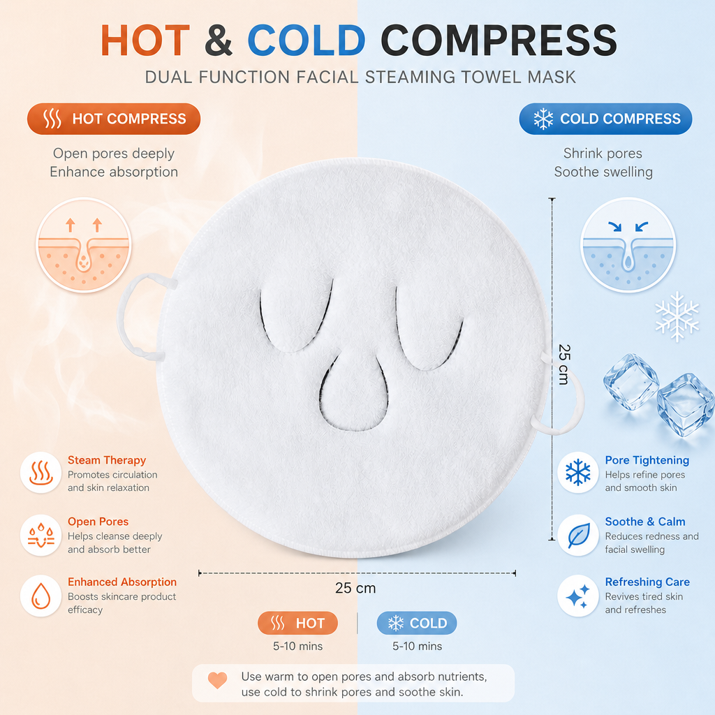 Reusable Facial Steaming Towel Mask Cold Compress Microfiber