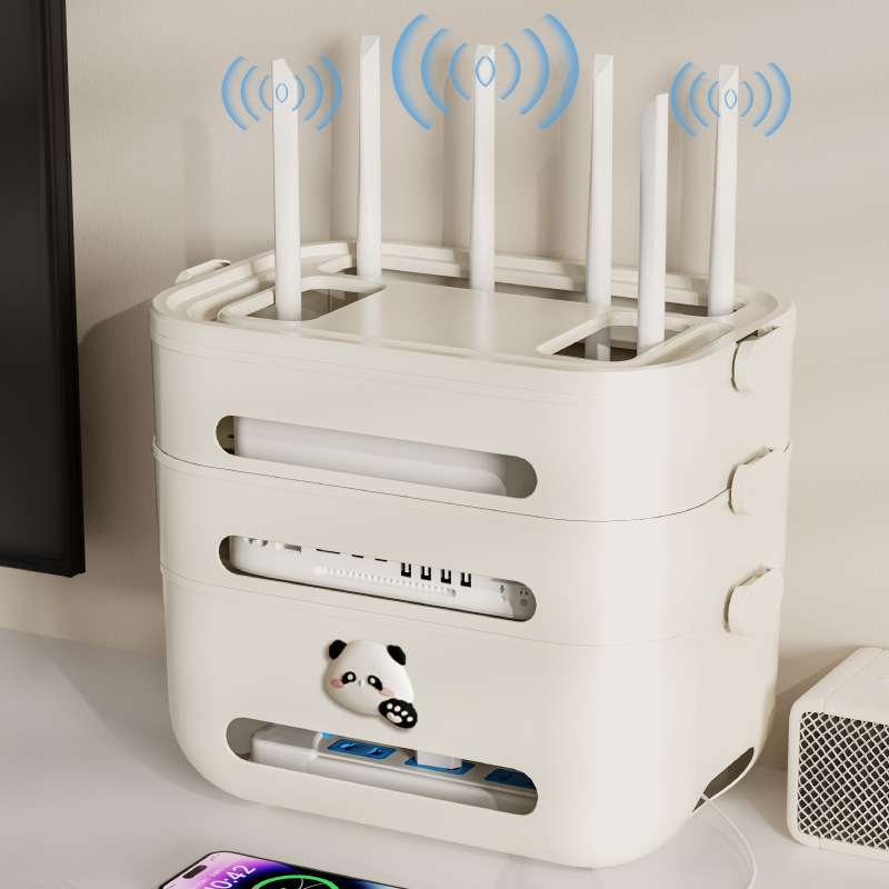 Wifi Router Storage Box Desktop Socket Wireless Optical 2