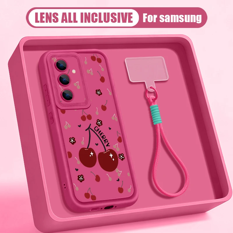 Kirschmuster-Lanyard-Handyhülle für Samsung Galaxy S26 S25 S24 S23