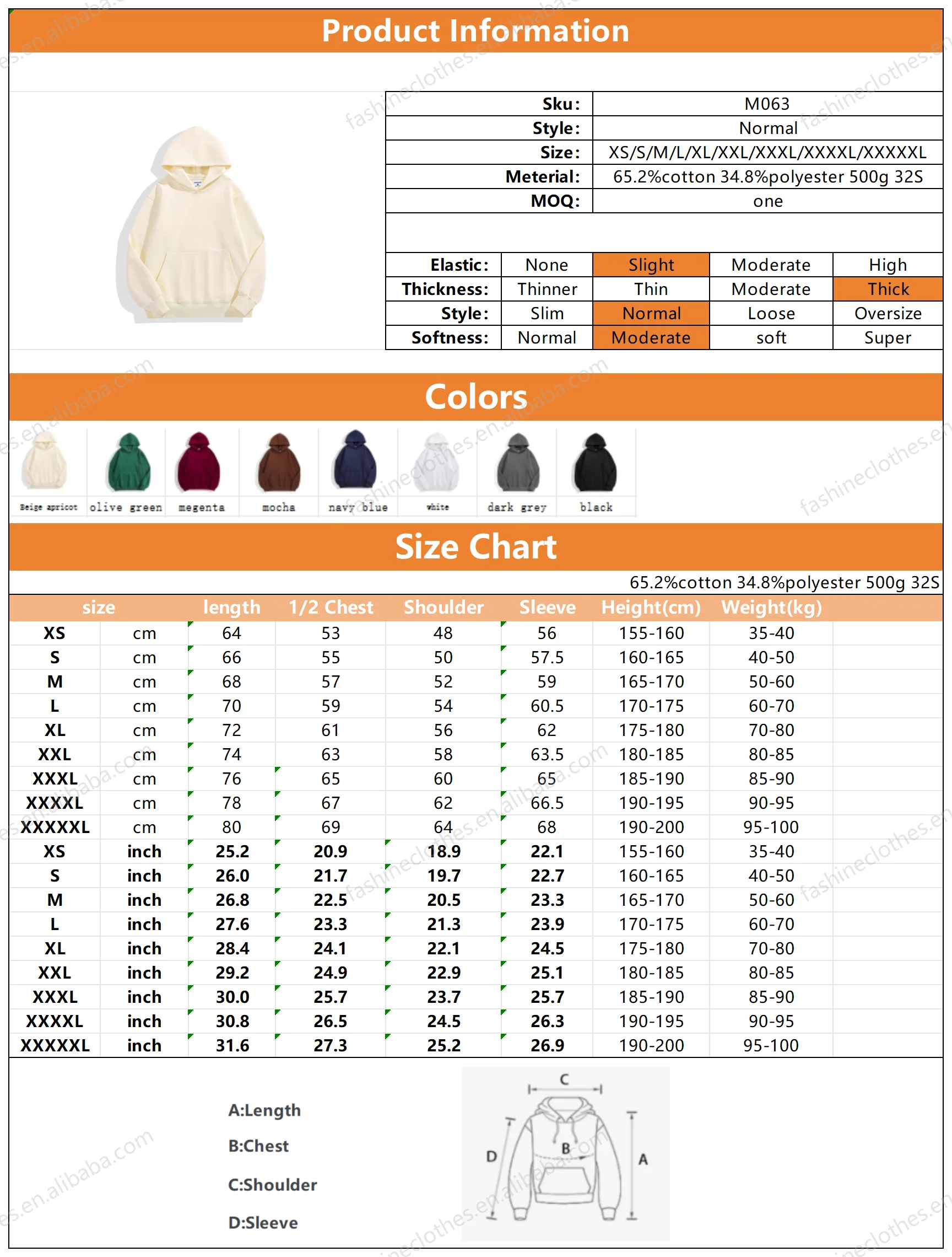 Embossed Sweatshirt Hoodies Oversized Men's Blank Puff Print 2
