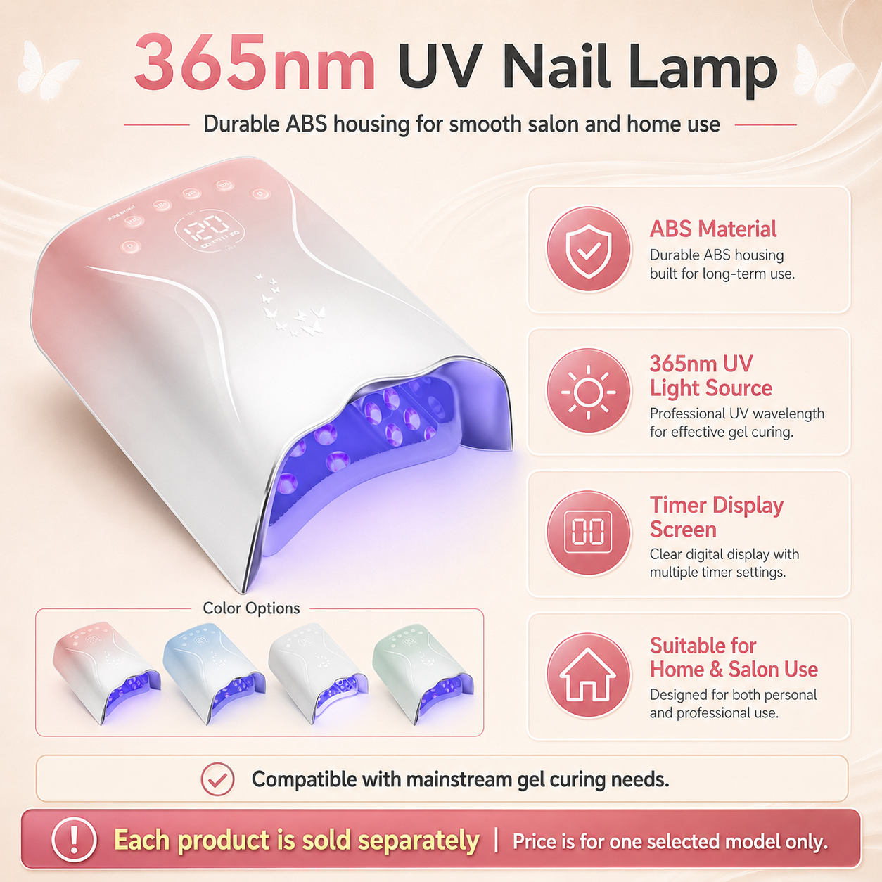 Pretty Pink Series Electric Manicure Machine 60W Rechargeable 3