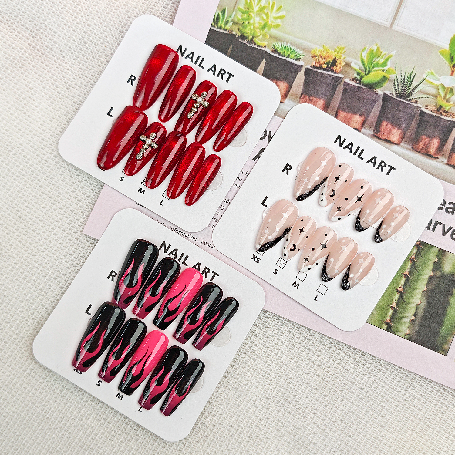 Long Pink Almond Press-On Nails, 10 Pieces 2
