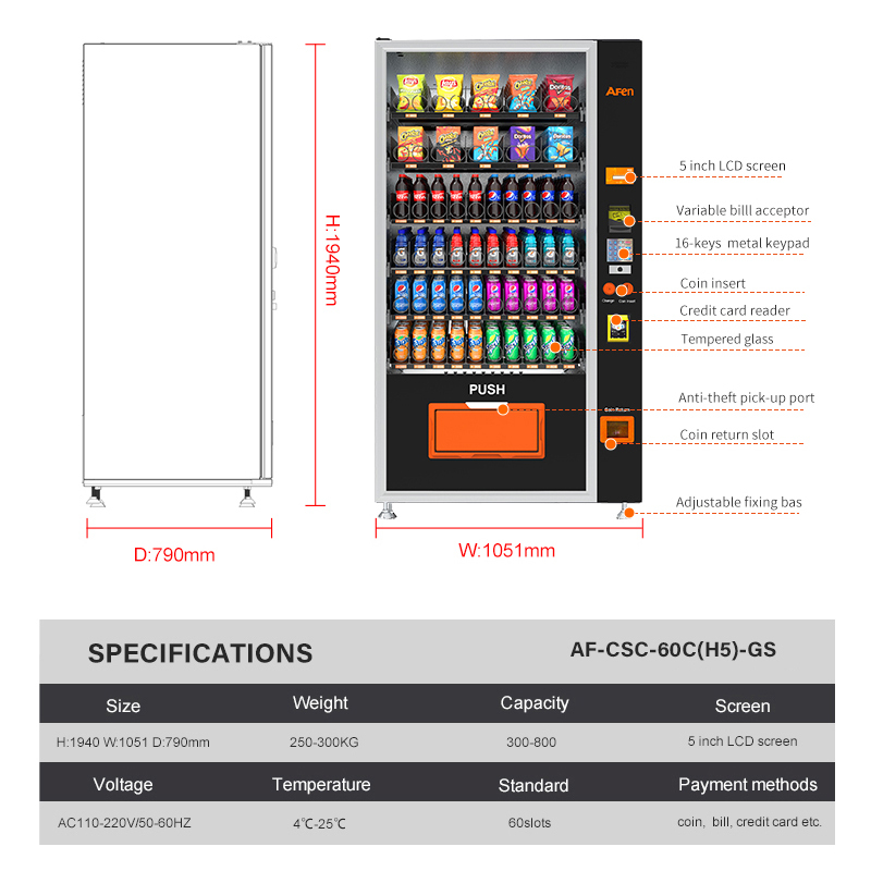 Automatic Snack and Drink Vending Machine 5-Inch Display 4