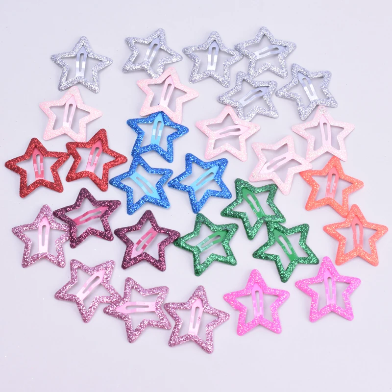 20 Stück Set 3CM Mini-Stern-Haarspangen für Kinder Glitzer-Metall-Haarclips