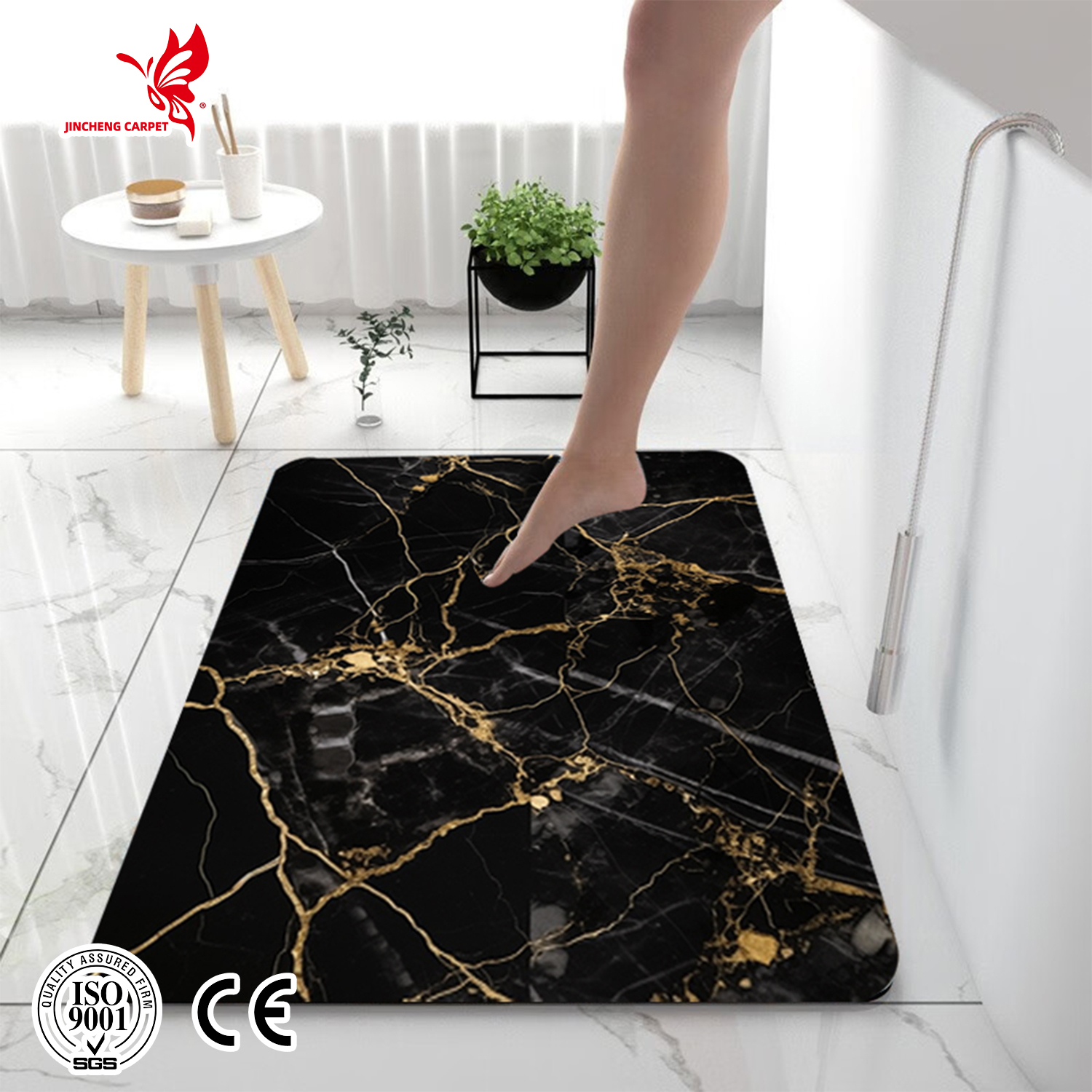 Printed Diatomite Bath Mat Eco-Friendly Durable Machine Washable