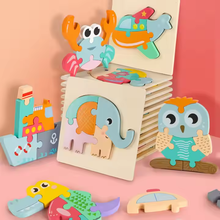 Holz-3D-Tierpuzzle im Montessori-Stil