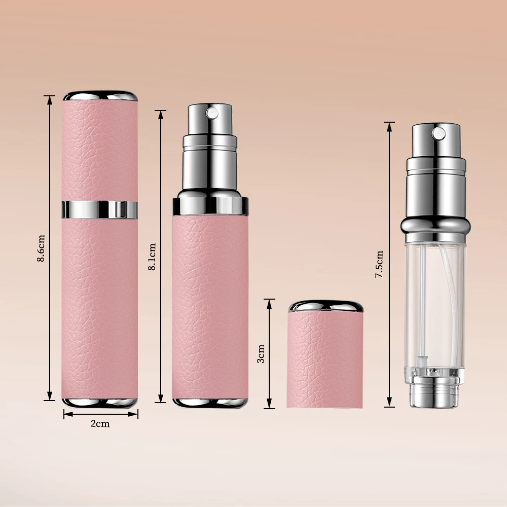 Hochwertiger Leder Metall Mini Parfüm-Zerstäuber 5ml 4